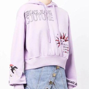 Versace Jeans Couture embroidered cotton hoodie